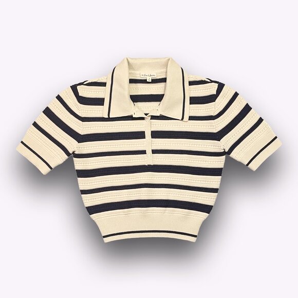 For Love And Lemons Black and Cream Striped Button Down Shirt - Picture 1 of 2